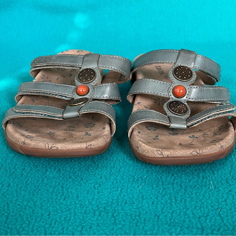 Taos Prize 3 Blue Gray Sandals with Orange Accents Sz 7 - Picture 4 of 10